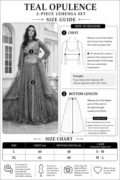 Teal Royale 3-Piece Lehenga Set