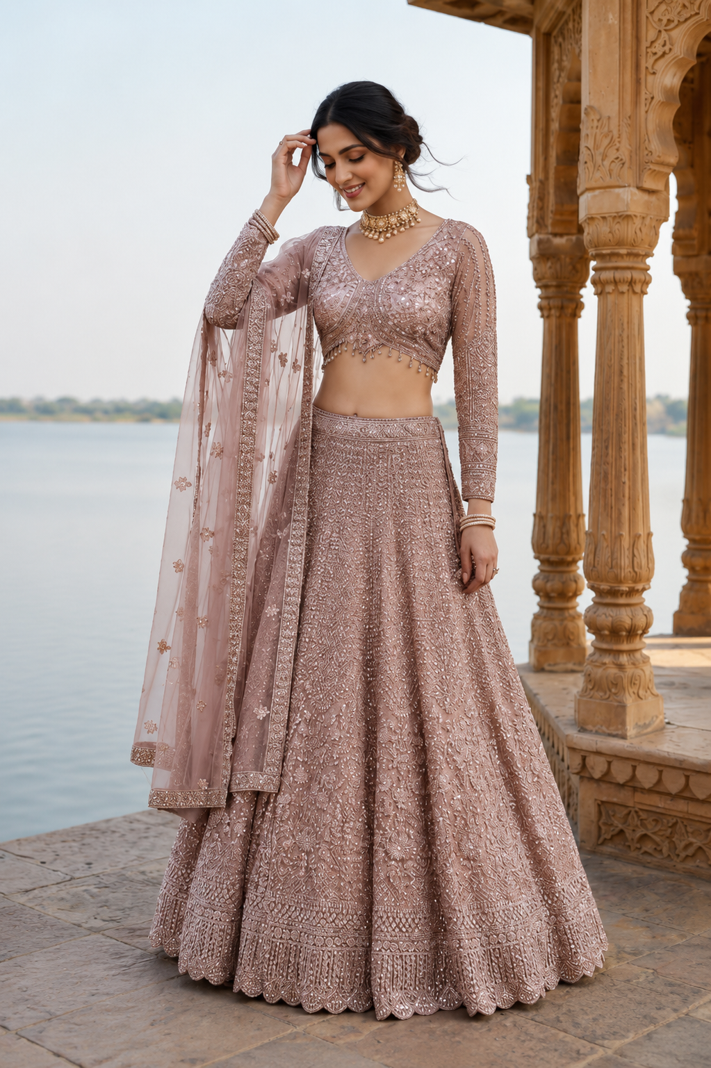 Blush Radiance 3-Piece Lehenga Set