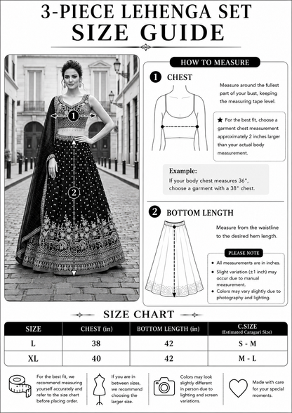 Midnight Sapphire 3-Piece Lehenga Set