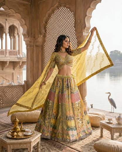 Olive Heritage 3-Piece Lehenga Set