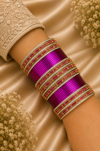 Fuchsia Glam Bangle Set
