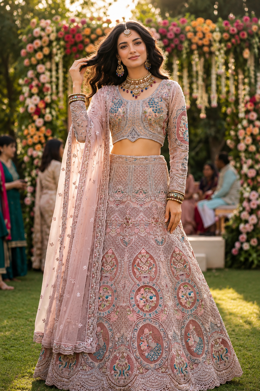 Blush Garden Luxe 3-Piece Lehenga Set