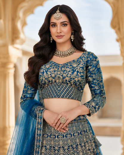 Royal Sapphire 3-Piece Lehenga Set