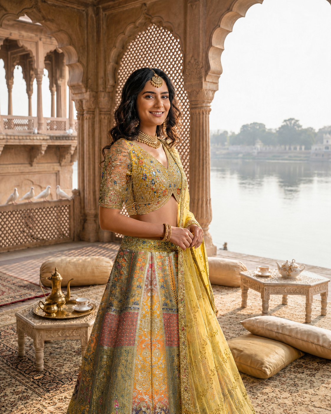 Olive Heritage 3-Piece Lehenga Set