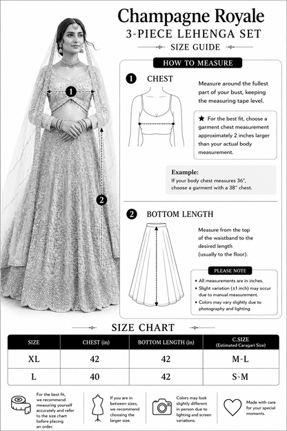 Champagne Royale 3-Piece Lehenga Set