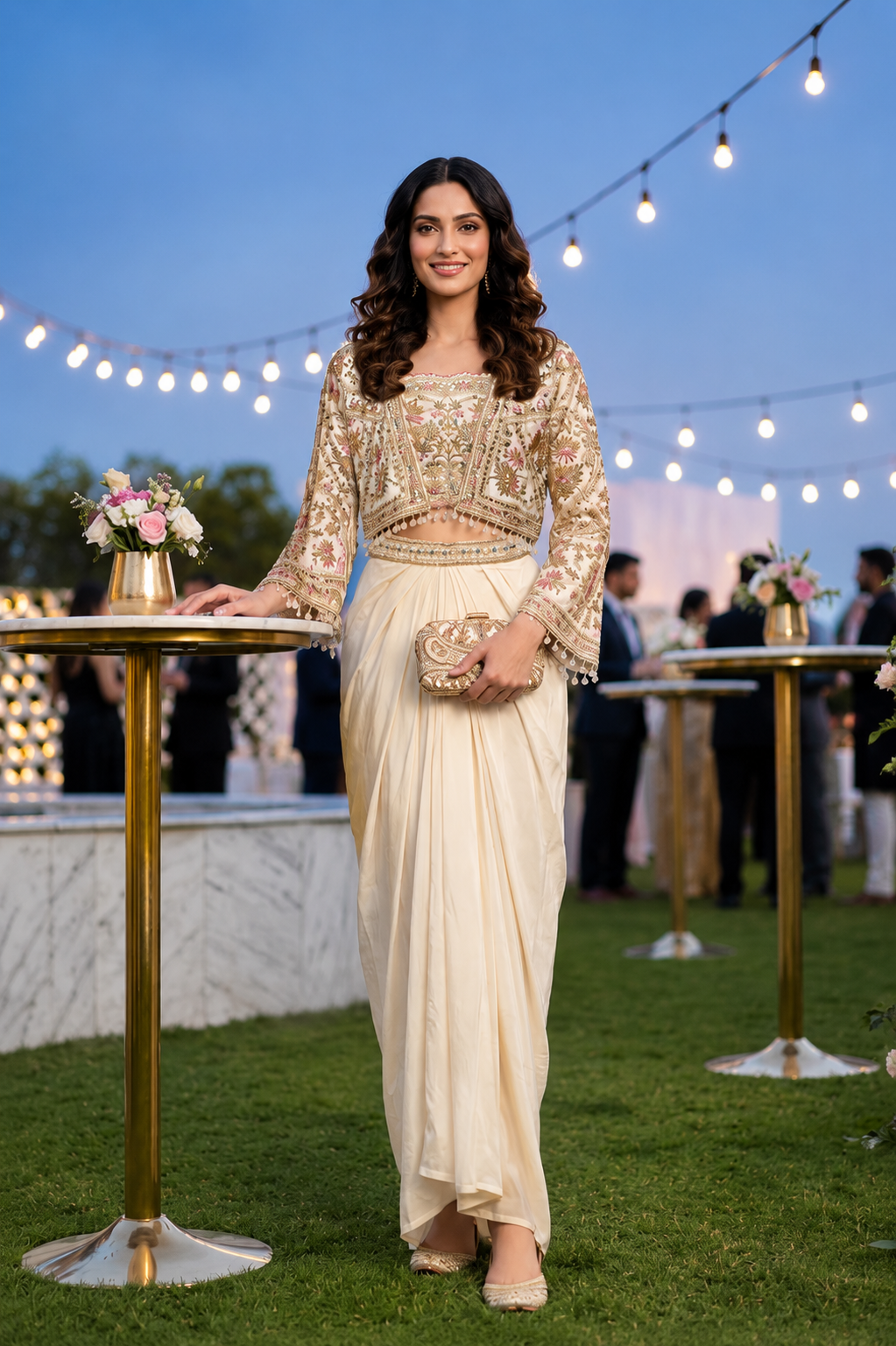 Ivory Royale 2-Piece Draped Set
