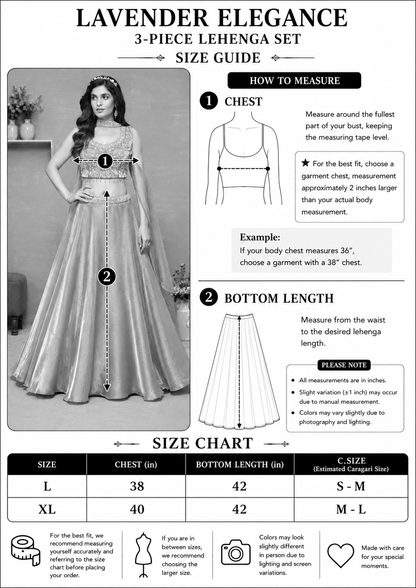 Lavender Radiance 3-Piece Lehenga Set