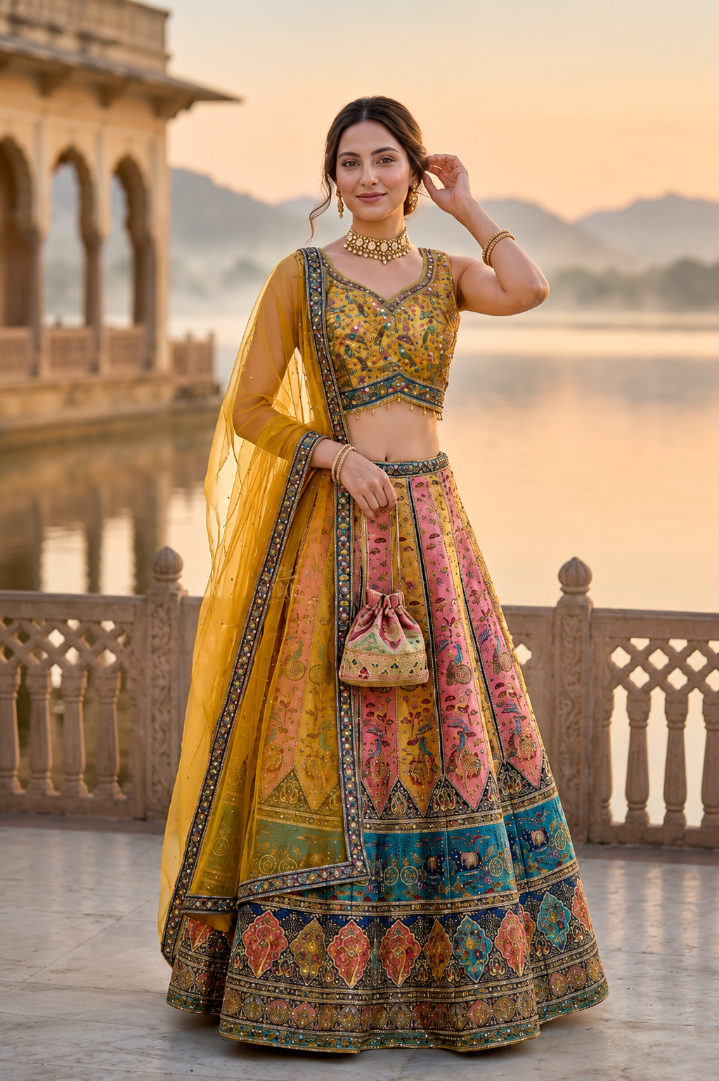 Sunset Mosaic 3-Piece Lehenga Set