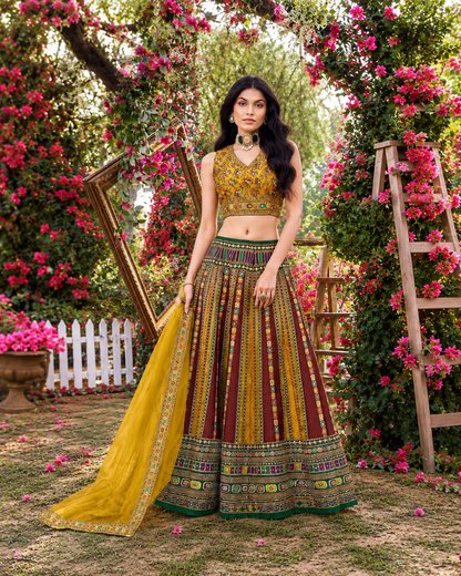 Heritage Mosaic 3-Piece Lehenga Set