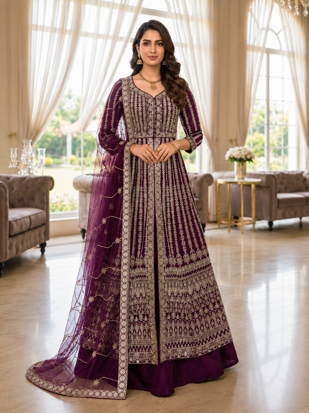 Royal Amethyst 3-Piece Gown Set
