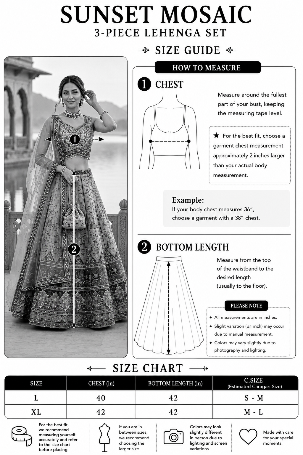 Sunset Mosaic 3-Piece Lehenga Set