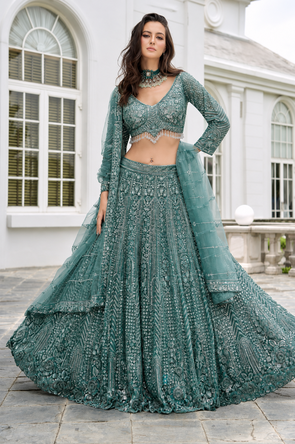 Teal Royale 3-Piece Lehenga Set