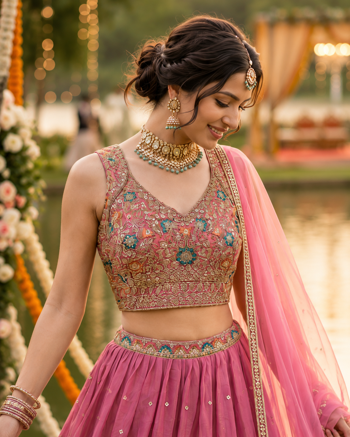Rose Petal Grace 3-Piece Lehenga Set